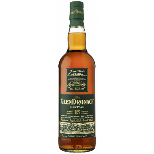 Bottle of GlenDronach whisky on a white background