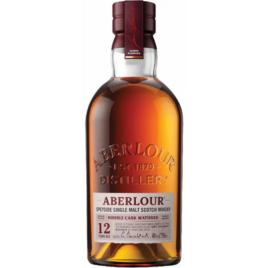 Aberlour whisky bottle on a white background