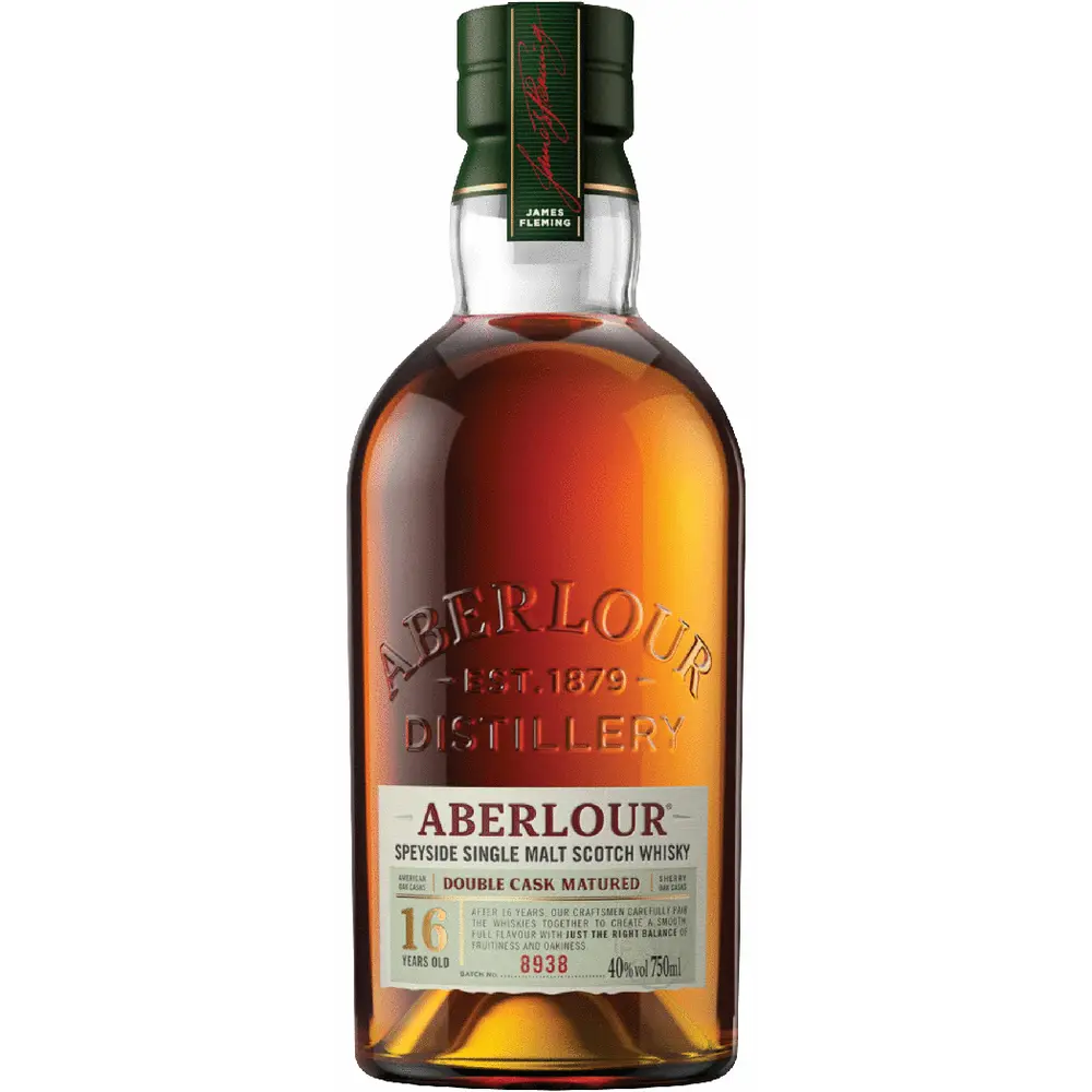 Aberlour whisky bottle on a white background