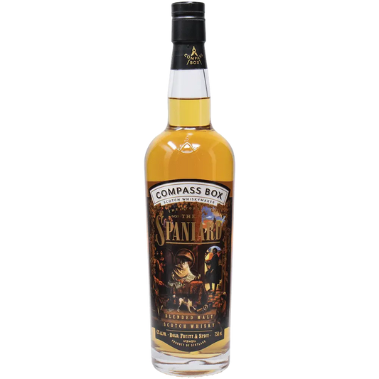 Bottle of Compass Box The Spanish Malt whisky on a white background