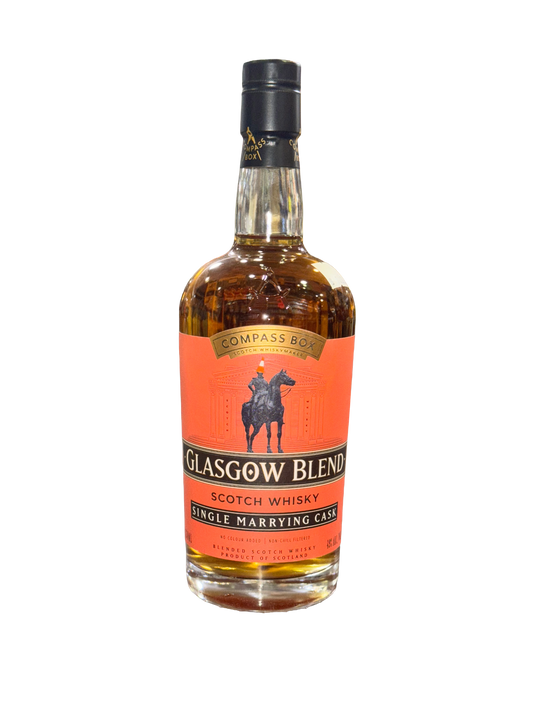 Bottle of Glasgow Blend Scotch Whisky on a white background