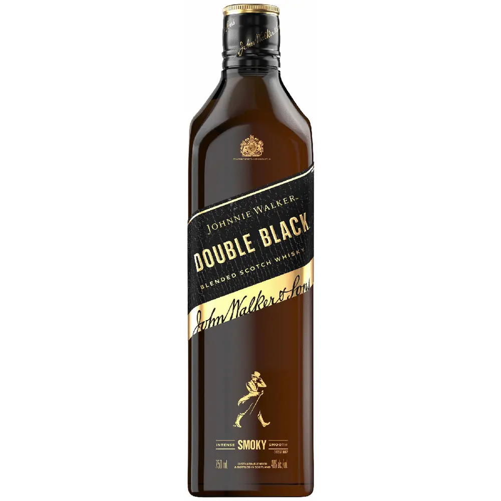 Johnnie Walker Double Black blended Scotch whisky bottle on a white background