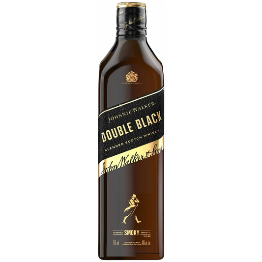 Johnnie Walker Double Black blended Scotch whisky bottle on a white background