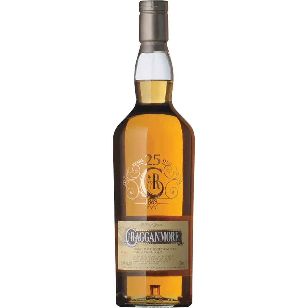 Cragganmore whisky bottle on a white background