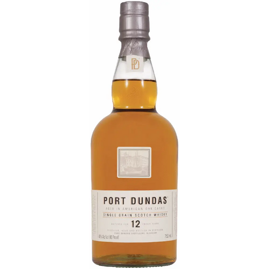 Port Dundas whisky bottle on a white background