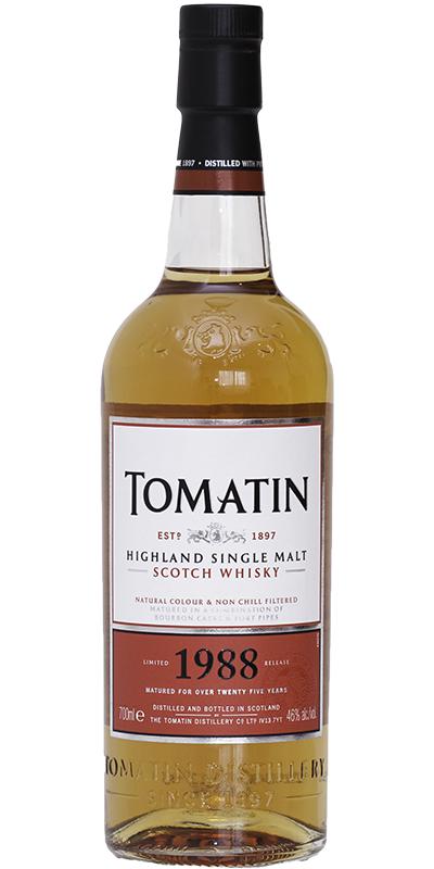 Tomatin Highland Single Malt Scotch Whisky bottle on a white background