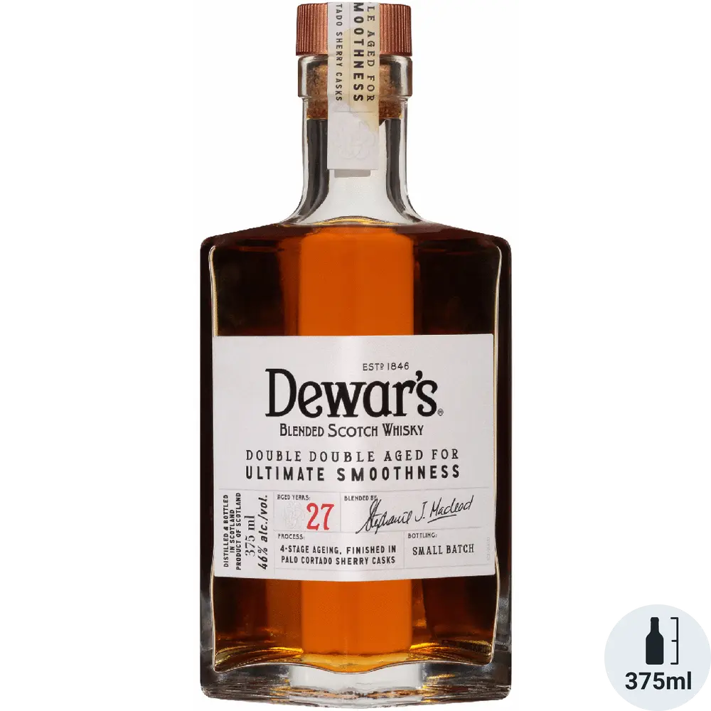 Dewar's Blended Scotch Whisky bottle on a white background