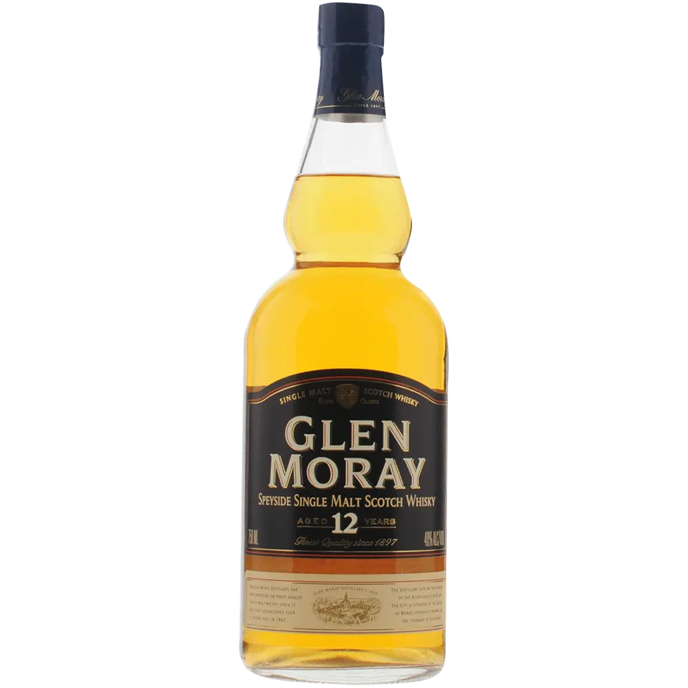 Glen Moray whisky bottle on a white background