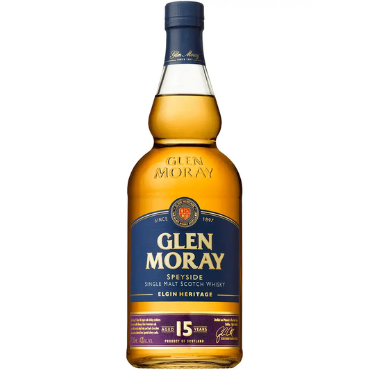 Glen Moray whisky bottle on a white background
