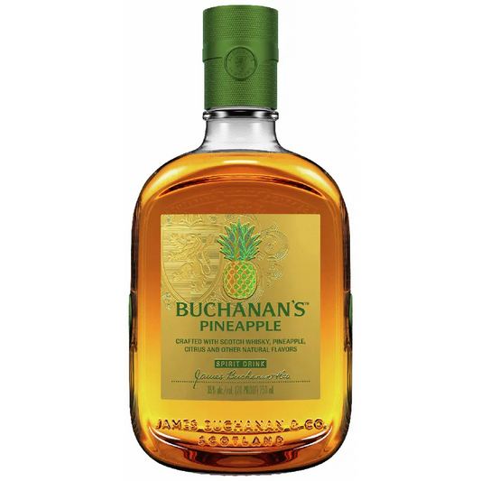 Buchanan's Pineapple whiskey bottle on a white background