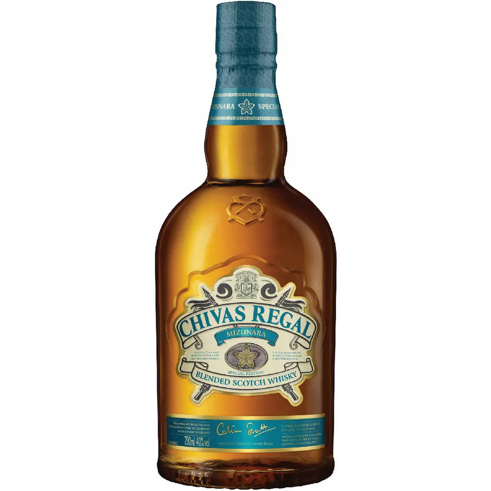 Chivas Regal blended Scotch whisky bottle on a white background