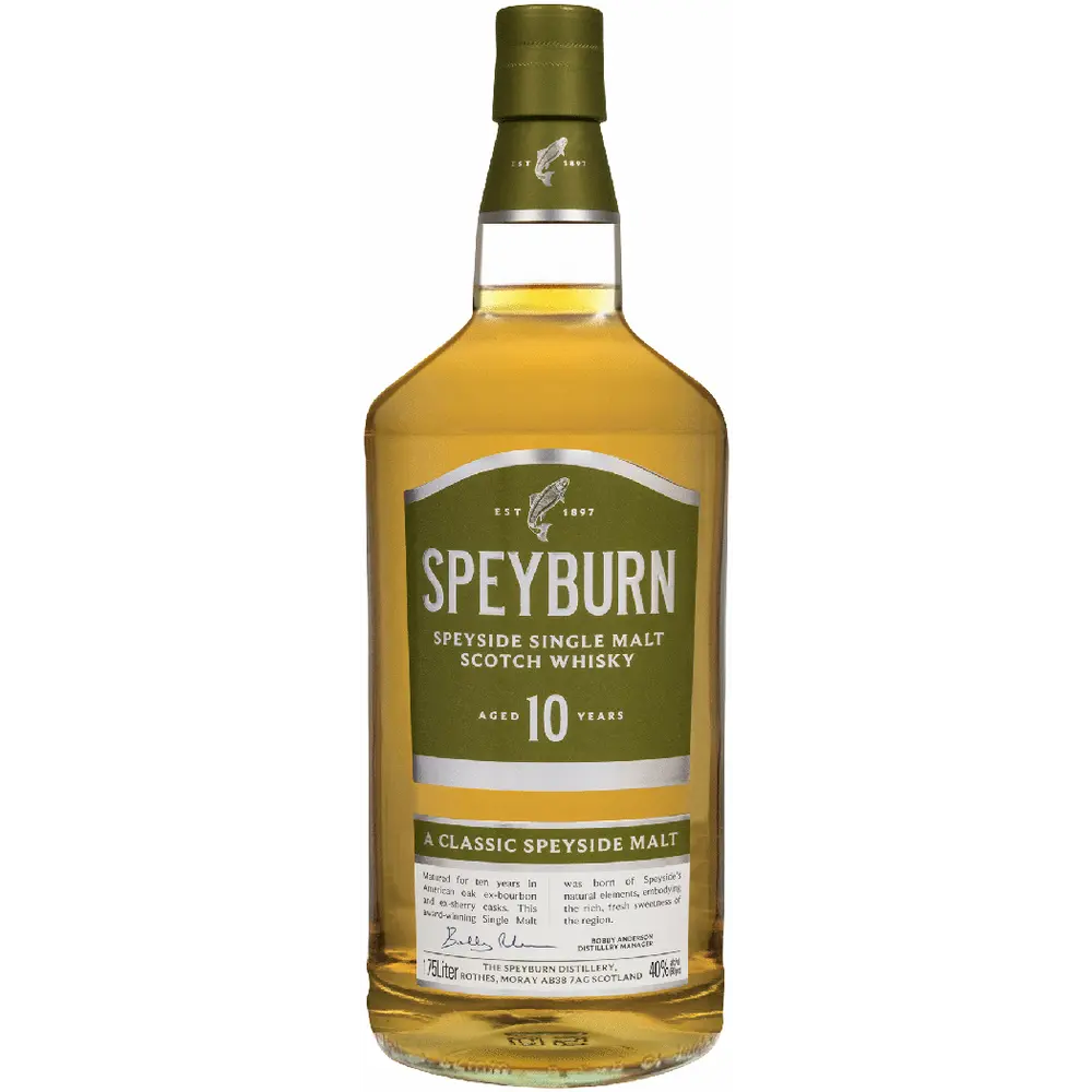 Speyburn 10-year-old Scotch Whisky bottle on a white background