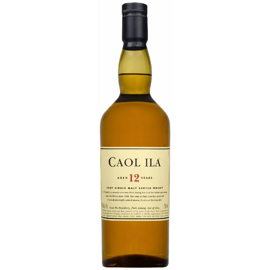 Caol Ila whiskey bottle on a white background