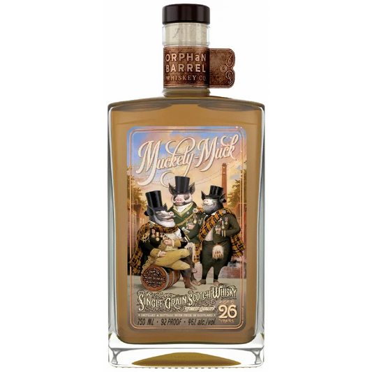 Muckety Muck 26 yr scotch with a white background