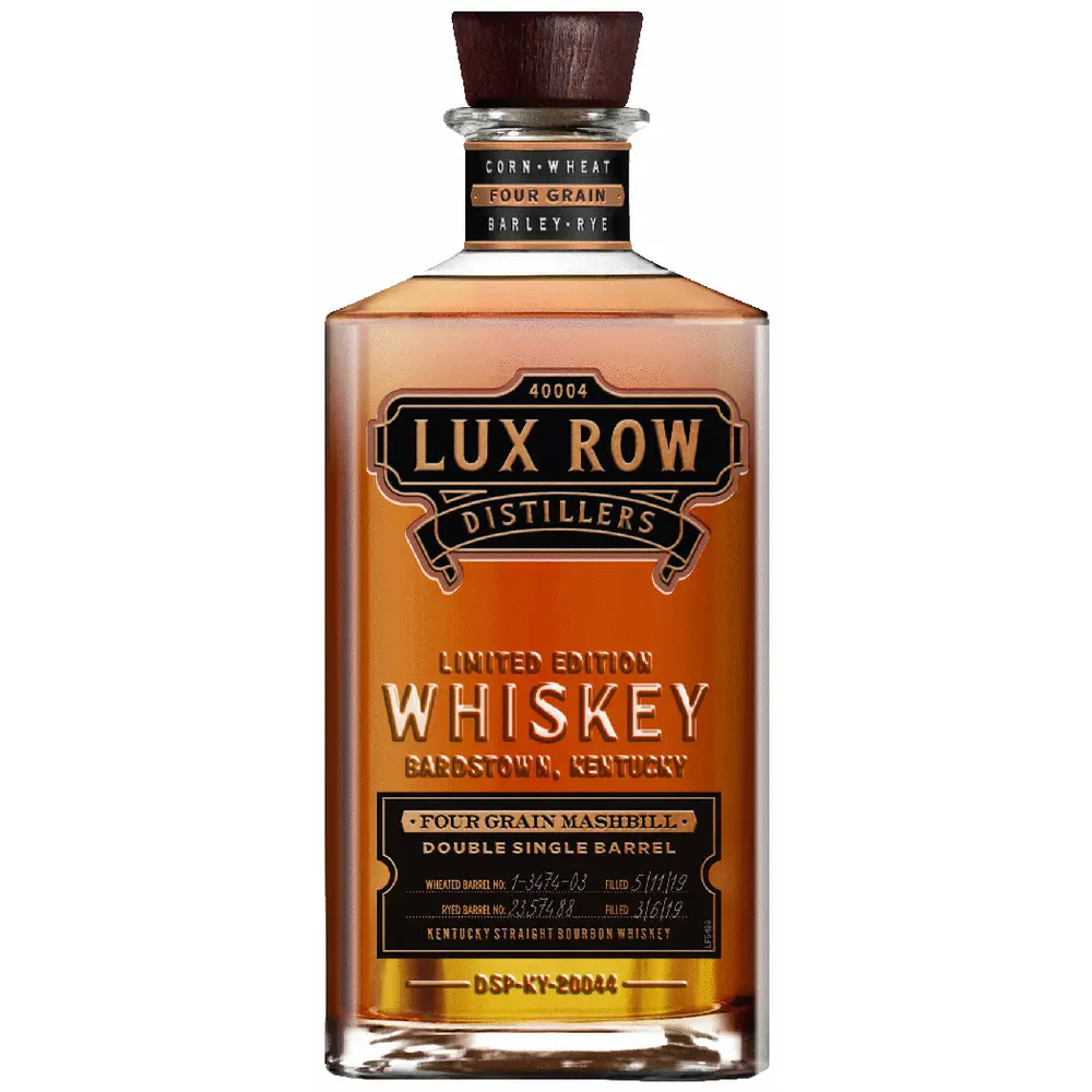Lux Row Distillers whiskey bottle on a white background