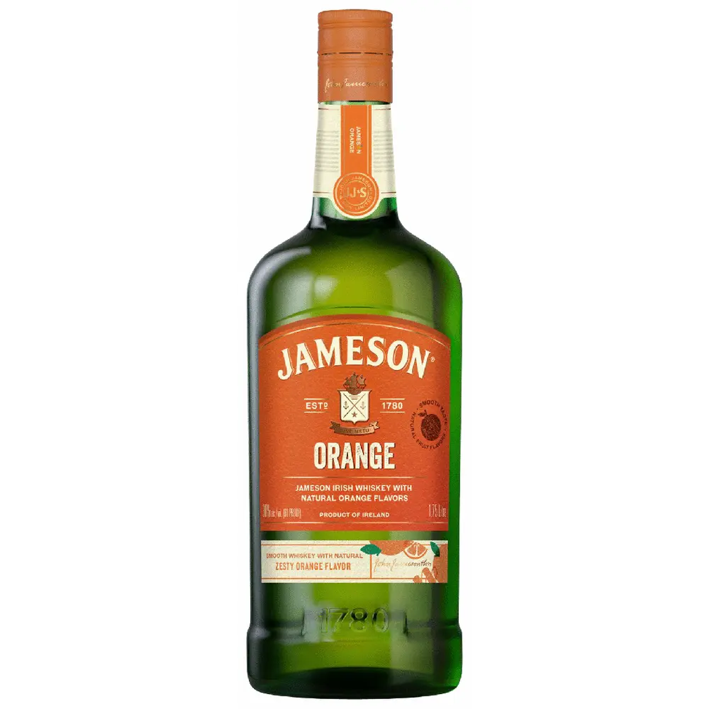 Jameson Orange whiskey bottle on a white background