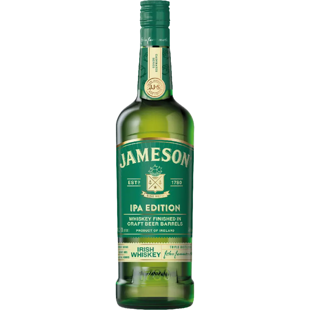 Jameson IPA Edition Irish Whiskey bottle on a white background