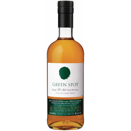 Bottle of Green Spot Irish Whiskey on a white background