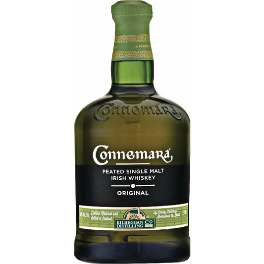 Bottle of Connemara Peated Single Malt Irish Whiskey on a white background