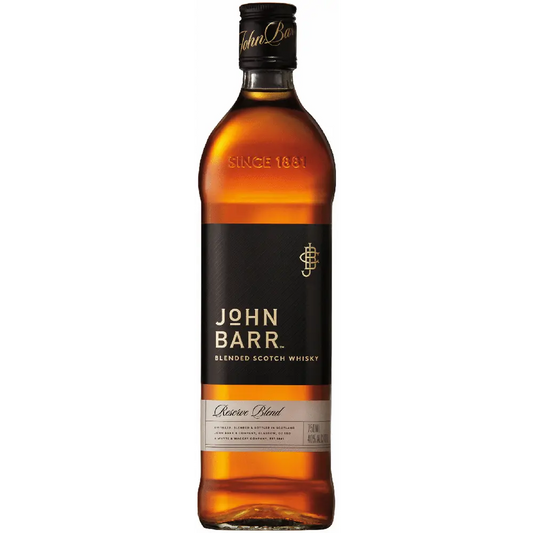 John Barr blended Scotch whisky bottle on a white background