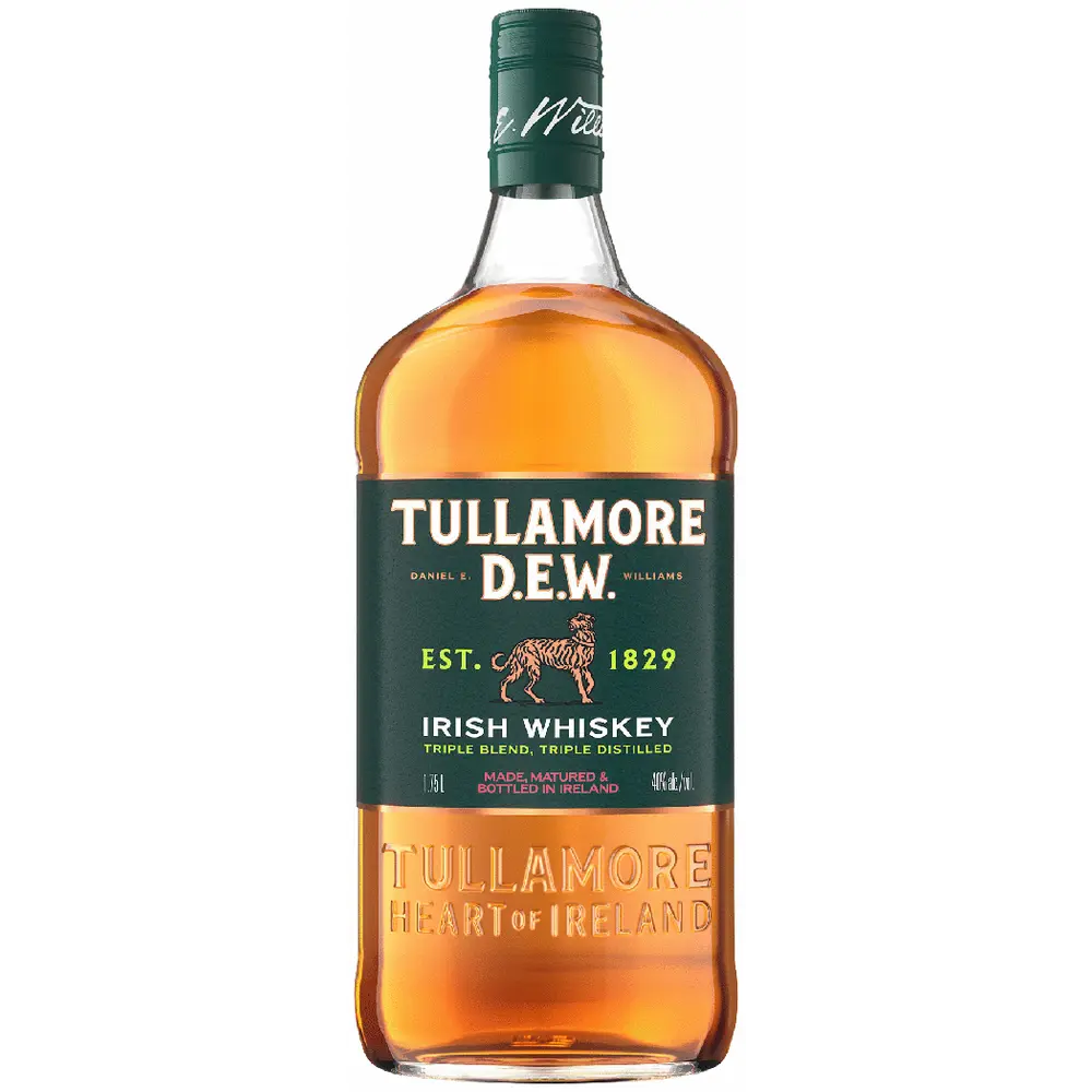 Bottle of Tullamore D.E.W. Irish Whiskey on a white background