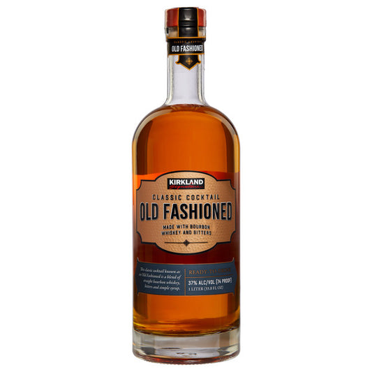 Bottle of Kirkland Old Fashioned cocktail on a white background