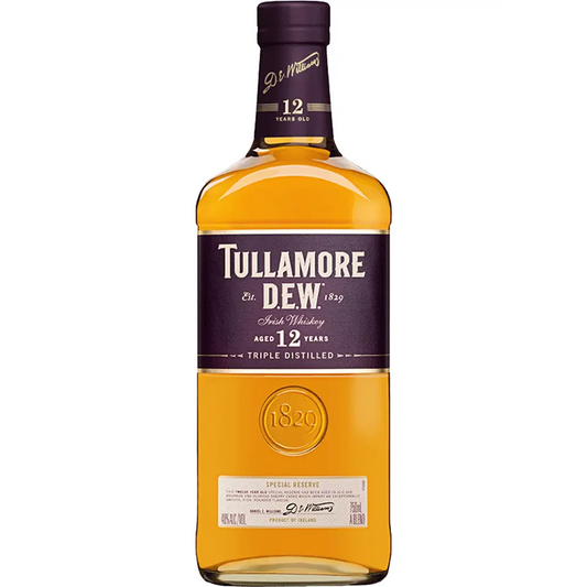 Tullamore Dew whiskey bottle on a white background
