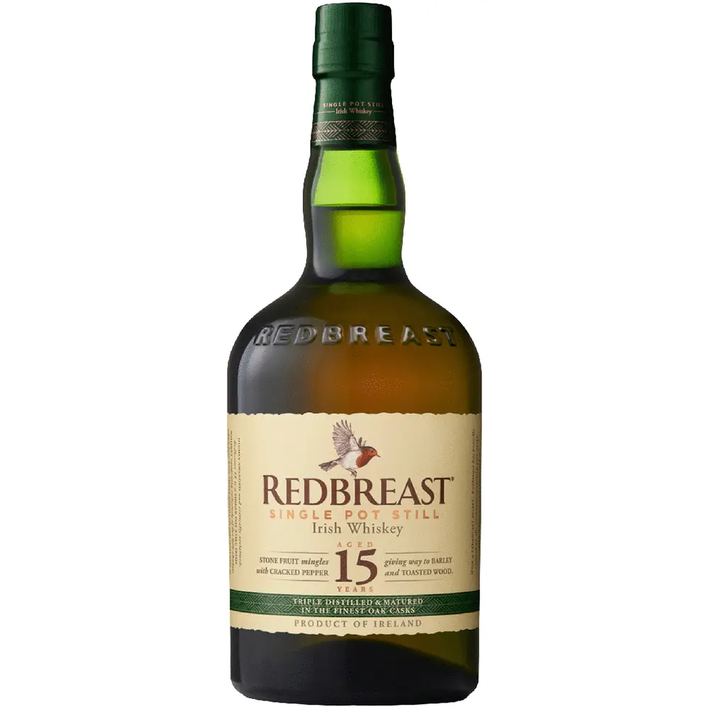 Redbreast Irish Whiskey bottle on a white background