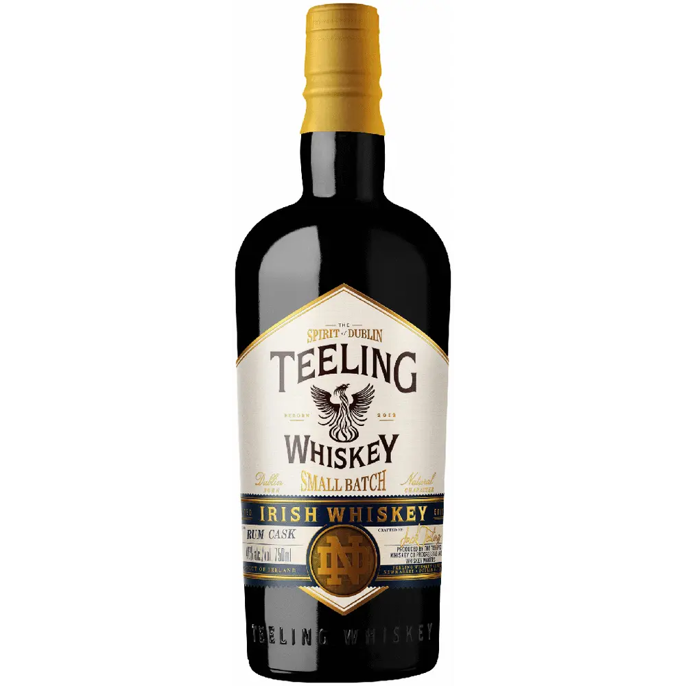 Teeling small batch notre dame edition irish whiskey with white background