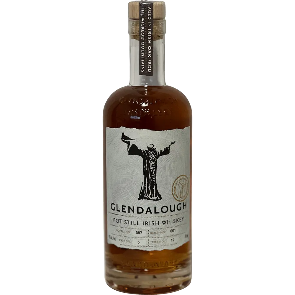 Bottle of Glendalough Pot Still Irish Whiskey on a white background