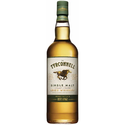 Bottle of Tyrconnell Single Malt Irish Whiskey on a white background