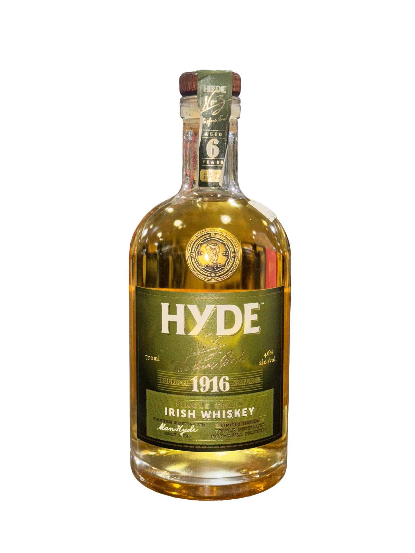 Hyde Irish Whiskey bottle on a white background