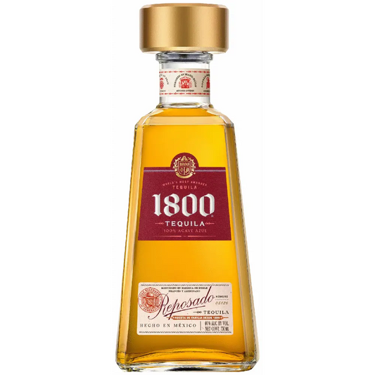 1800 Tequila bottle with gold cap on a white background