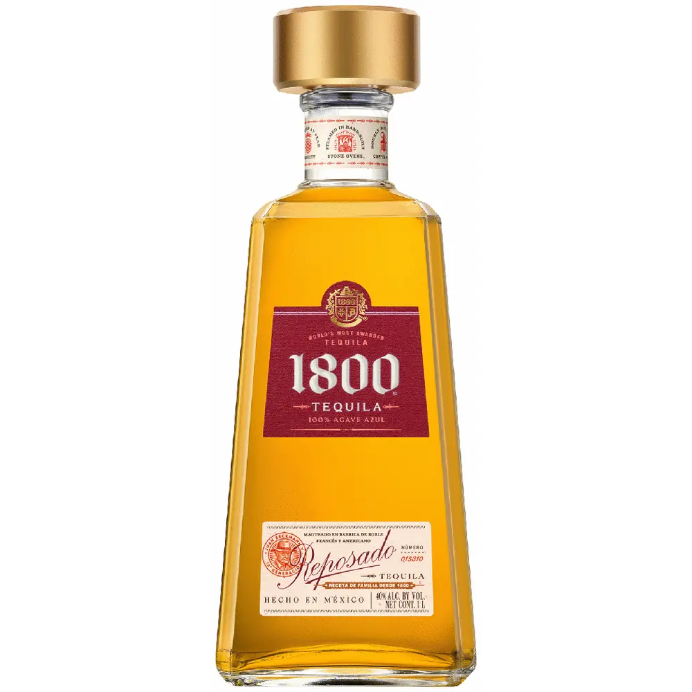 1800 Tequila bottle with gold cap on a white background