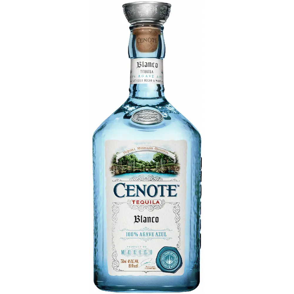 Cenote Tequila Blanco bottle on a white background