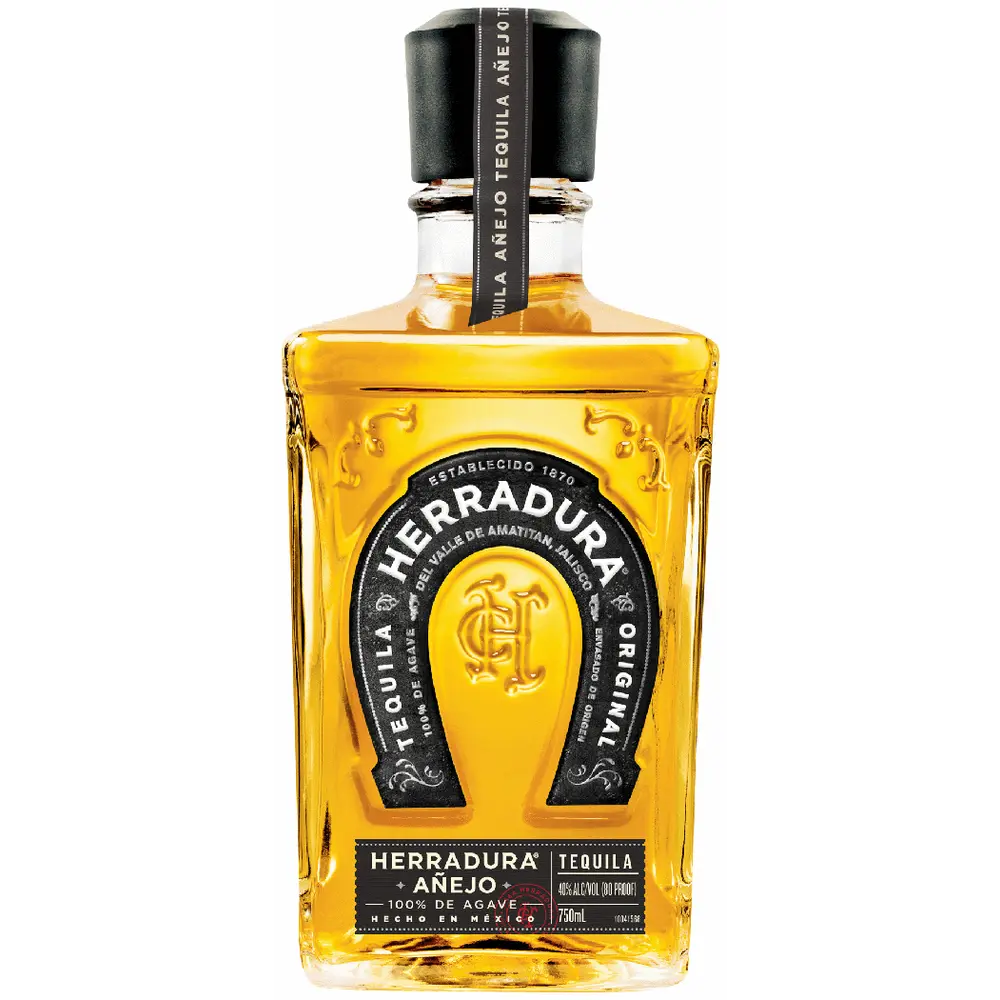 Herradura tequila bottle on a white background