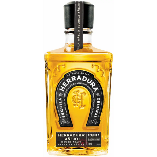 Herradura tequila bottle on a white background