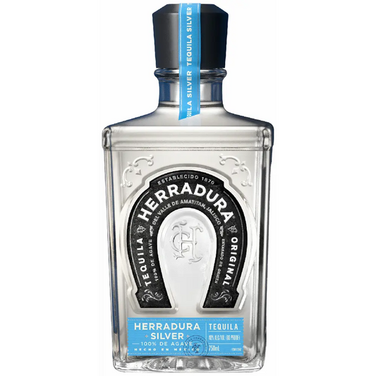 Herradura tequila bottle on a white background