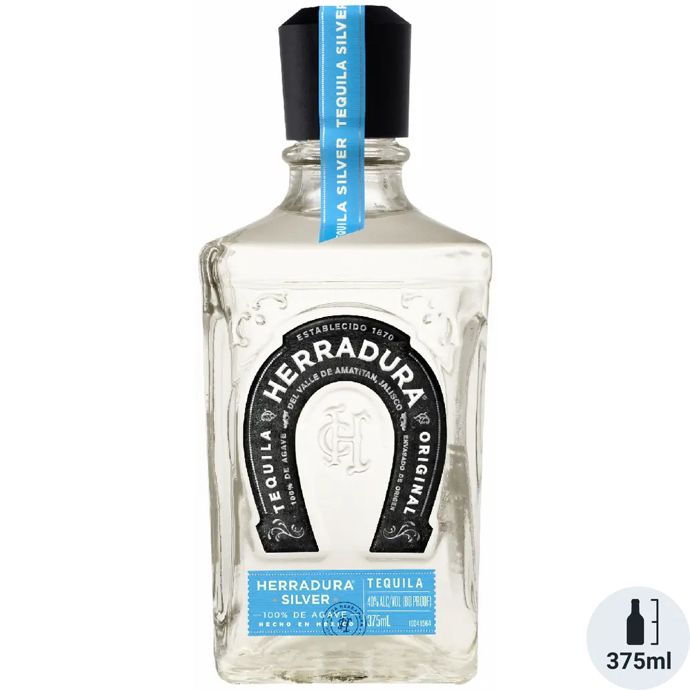 Herradura Silver Tequila bottle on a white background