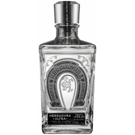 Herradura Ultra tequila bottle on a white background