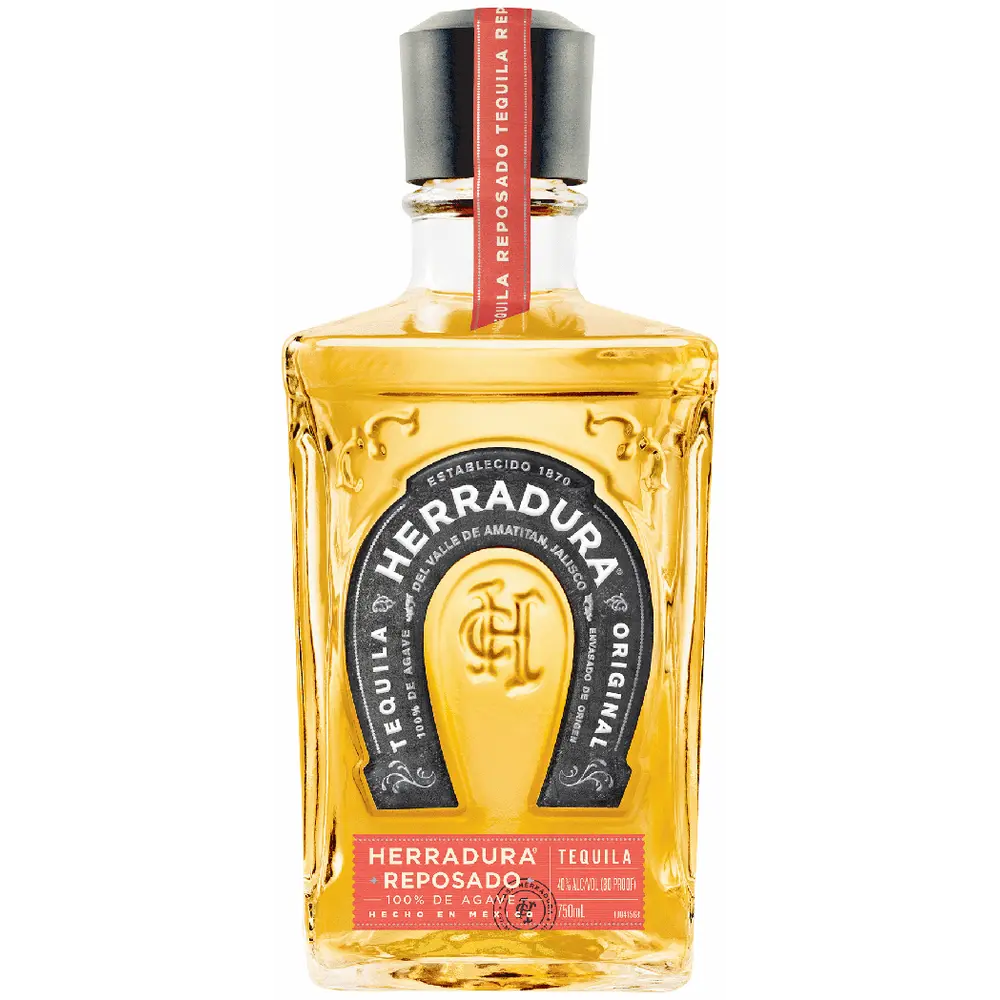 Herradura Reposado tequila bottle on a white background