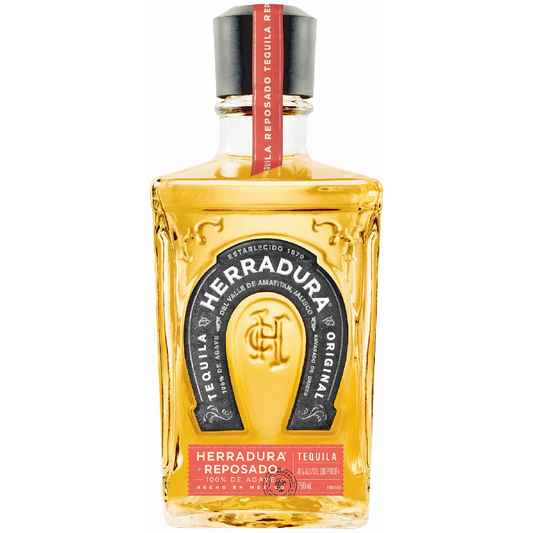 Herradura Reposado tequila bottle on a white background