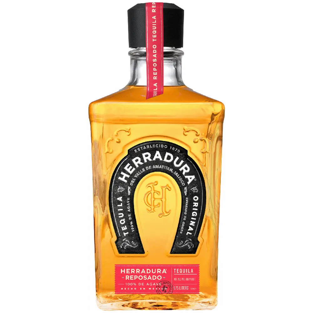 Herradura tequila bottle on a white background