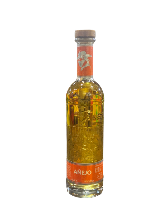 Bottle of Aánjo tequila on a white background