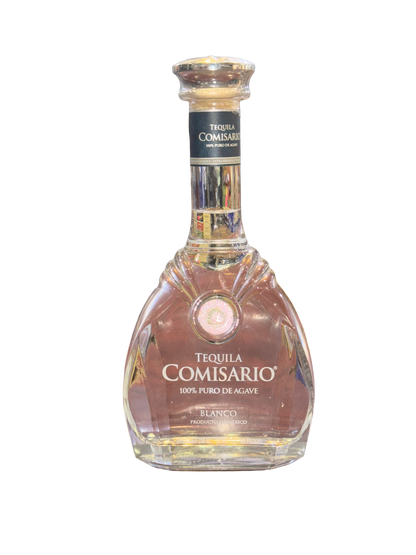 Tequila Comisario bottle on a white background