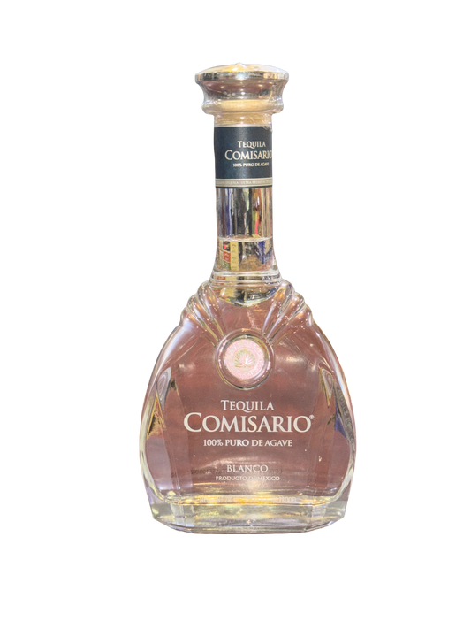 Tequila Comisario bottle on a white background