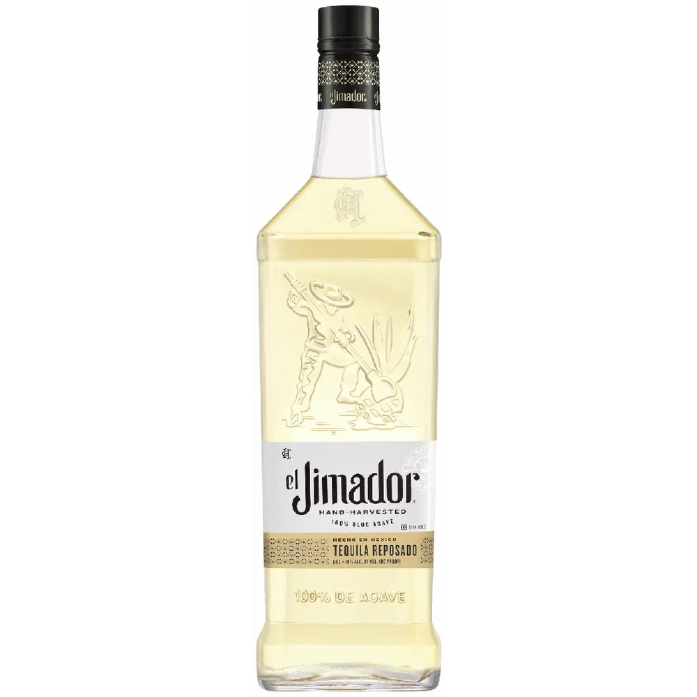 Bottle of El Jimador tequila on a white background