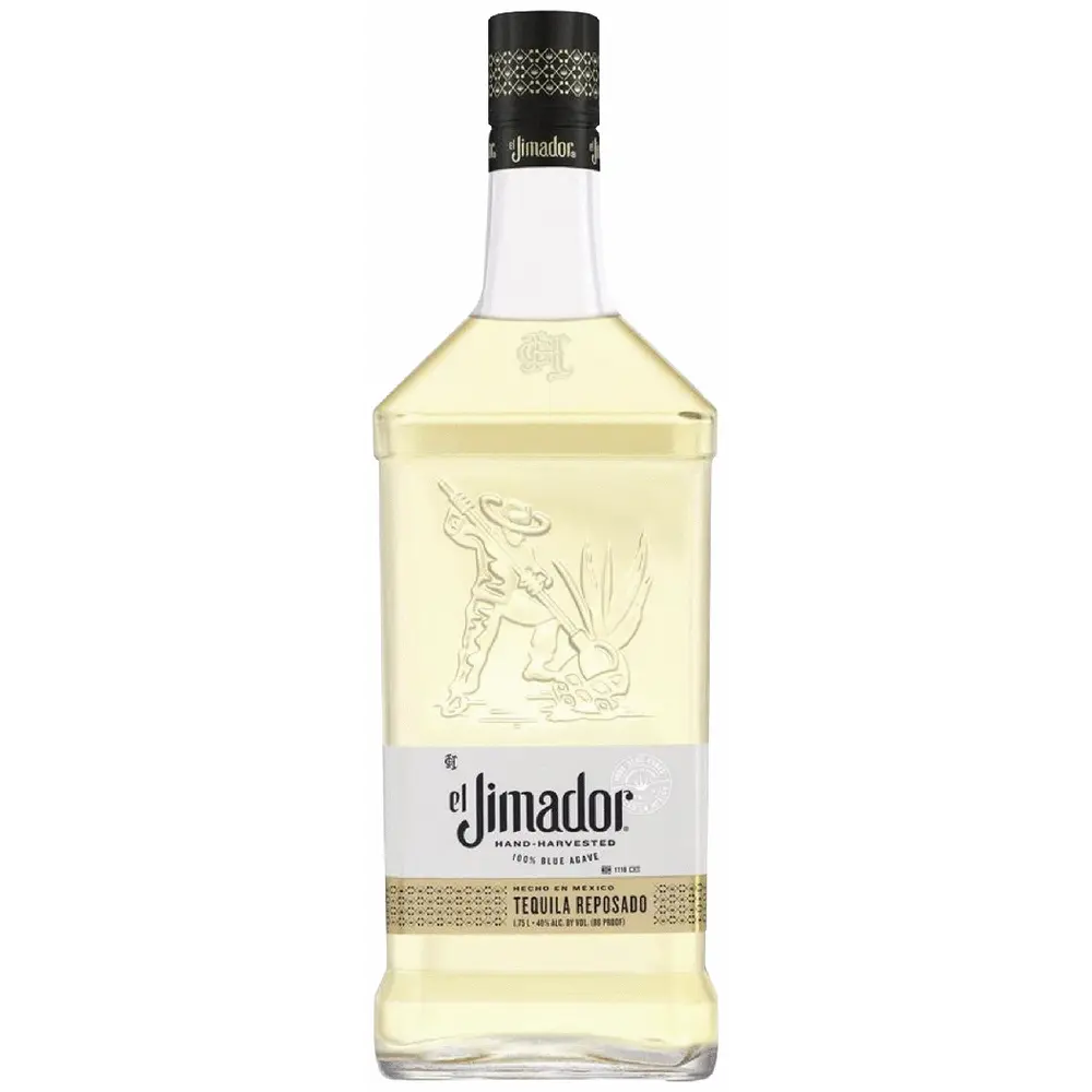 El Jimador Reposado tequila bottle on a white background
