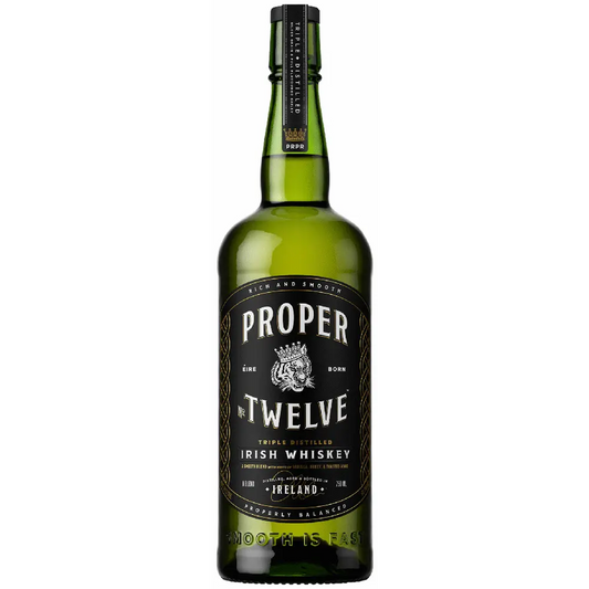 Bottle of Proper No. Twelve Irish Whiskey on a white background