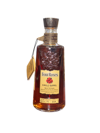 Four Roses whiskey bottle on a white background